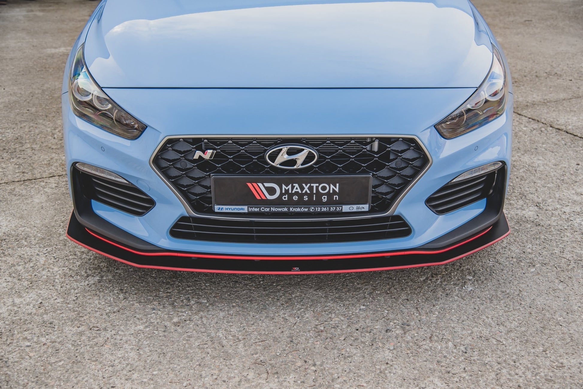 Maxton Robuste Racing Front Ansatz für passend +Flaps für Hyundai I30 N Mk3 Hatchback / Fastback schwarz Hochglanz