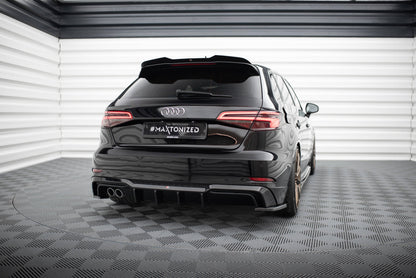 Maxton Diffusor Heck Ansatz für Audi A3 S-Line Sportback 8V Facelift (Version mit Doppelauspuff auf einer Seite)