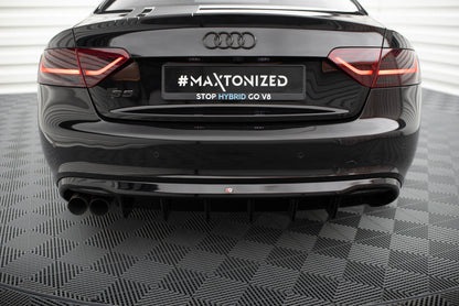 Maxton Diffusor Heck Ansatz für Audi A5 Coupe / Cabrio S-Line 8T (Einseitige Doppelauspuffversion)