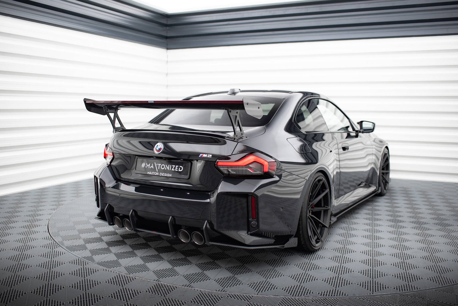 Maxton Street Pro Heck Ansatz Flaps Diffusor V.1 +Flaps für BMW M2 G87 schwarz Hochglanz