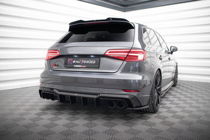 Maxton Heck Ansatz Flaps Diffusor V.2 für Audi S3 / A3 S-Line Sportback 8V Facelift schwarz Hochglanz