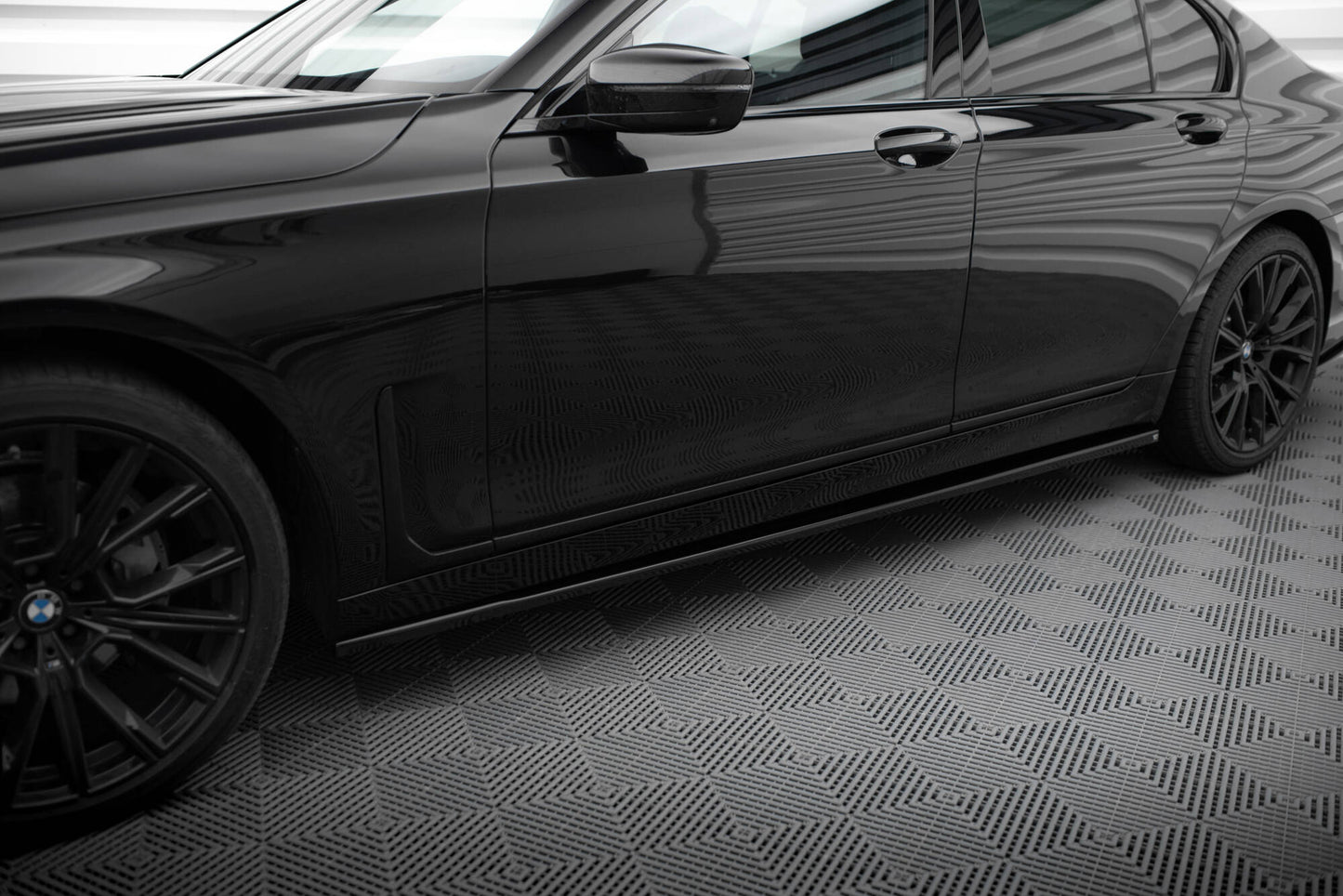 Maxton Seitenschweller Ansatz für BMW 7 G11 Facelift schwarz Hochglanz