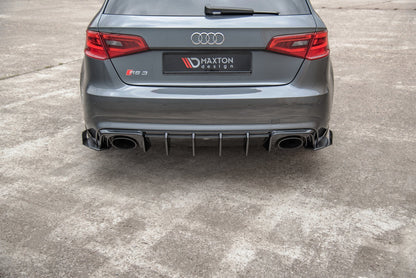 Maxton Robuste Racing Heck Ansatz Flaps Diffusor +Flaps für Audi RS3 8V Sportback schwarz Hochglanz
