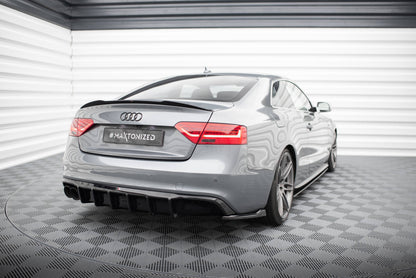 Maxton Diffusor Heck Ansatz für Audi A5 S-Line Coupe / Sportback 8T Facelift (Einseitige Doppelauspuffversion)