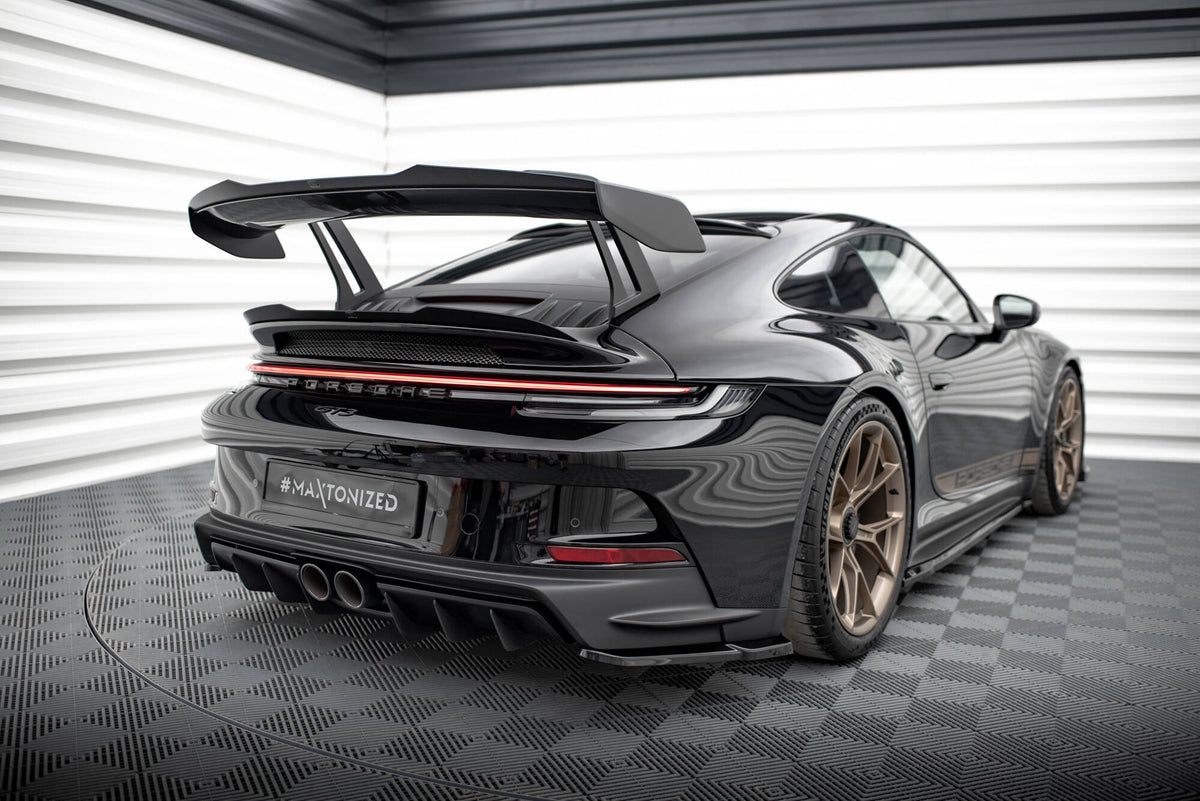 Maxton Höher Spoiler CAP für Porsche 911 992 GT3 schwarz Hochglanz