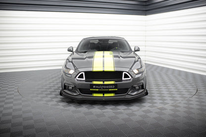 Maxton Street Pro Front Ansatz für +Flaps für + Flaps Ford Mustang GT Mk6  schwarz Hochglanz