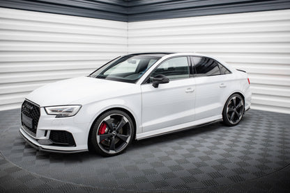 Maxton Seitenschweller Ansatz für V.2 für Audi RS3 Limousine 8V Facelift schwarz Hochglanz