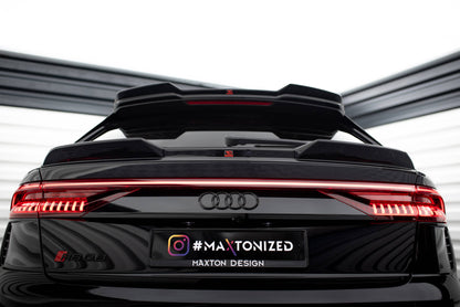 Maxton Niedriger Spoiler CAP für 3D Audi RSQ8 / SQ8 / Q8 S-Line Mk1 schwarz Hochglanz