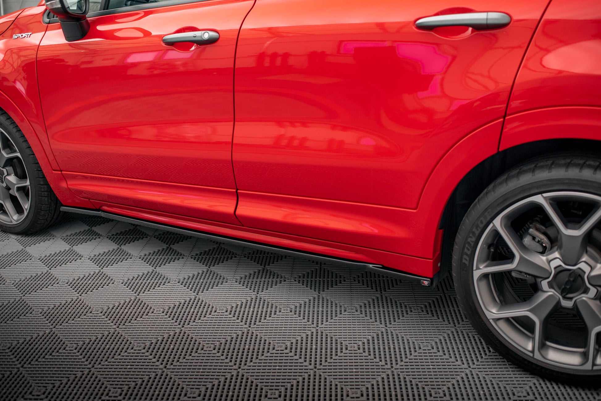 Maxton Seitenschweller Ansatz für Fiat 500X Sport Mk1 Facelift schwarz Hochglanz