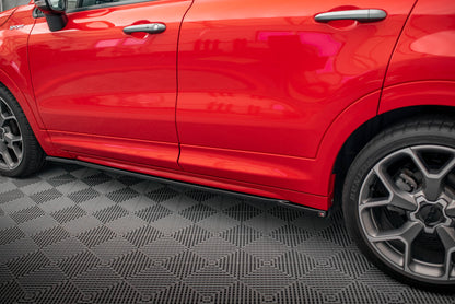 Maxton Seitenschweller Ansatz für Fiat 500X Sport Mk1 Facelift schwarz Hochglanz