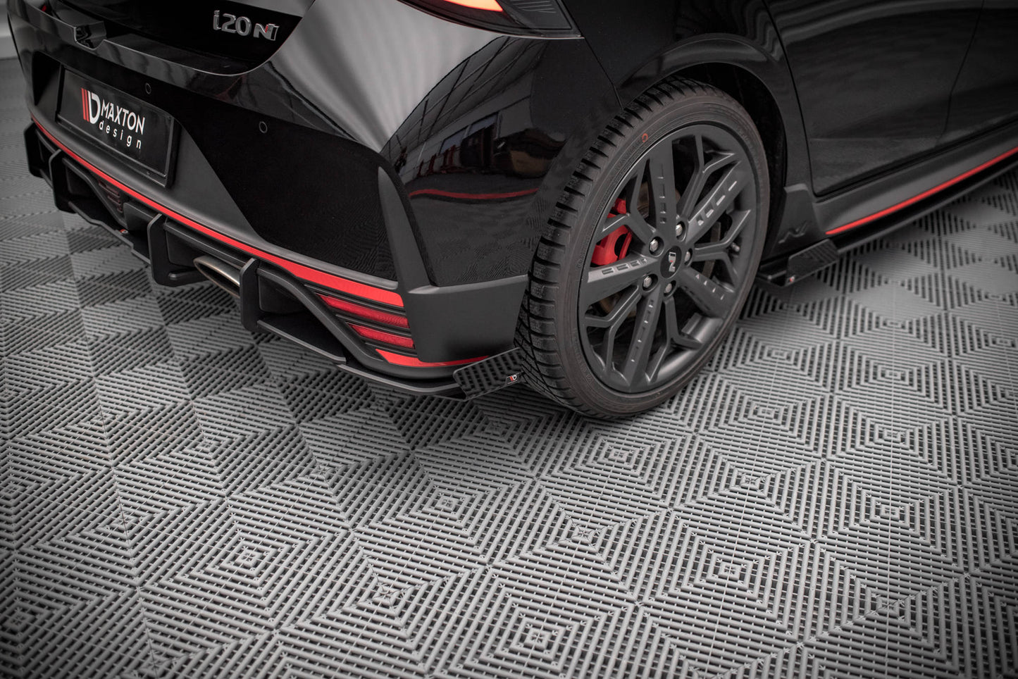 Maxton Street Pro Heck Ansatz Flaps Diffusor +Flaps für Hyundai I20 N Mk3 schwarz Hochglanz