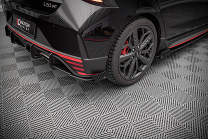 Maxton Street Pro Heck Ansatz Flaps Diffusor +Flaps für Hyundai I20 N Mk3 schwarz Hochglanz
