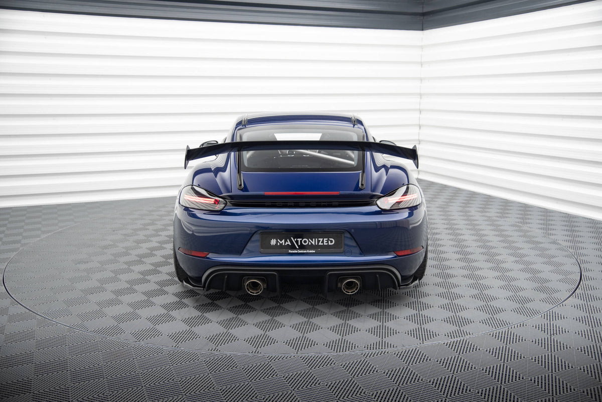 Maxton Heck Ansatz Flaps Diffusor für Porsche 718 Cayman GT4 RS 982c schwarz Hochglanz