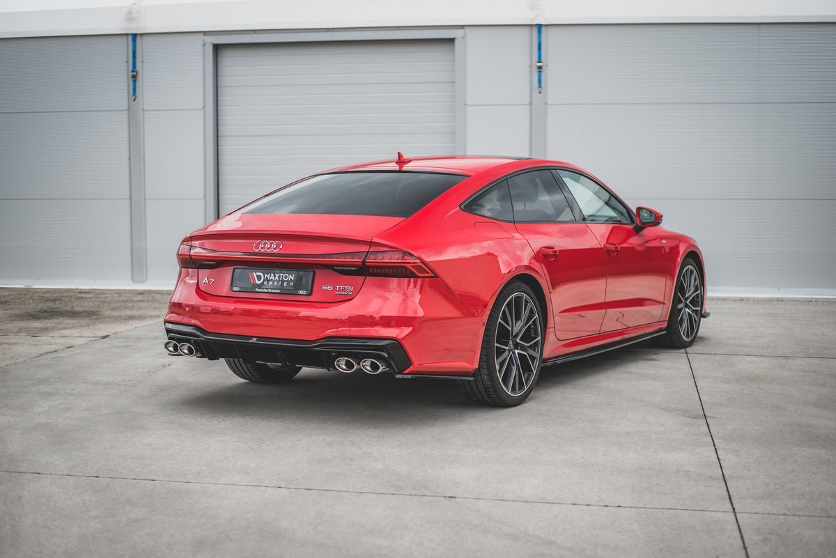 Maxton Diffusor Heck Ansatz für + Endschalldampfer Sportauspuff Attrappe Audi A7 S-Line C8 / S7 C8 / C8 Facelift / S7 Face...