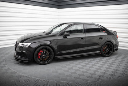 Maxton Side Flaps Audi RS3 Limousine 8V Facelift schwarz Hochglanz
