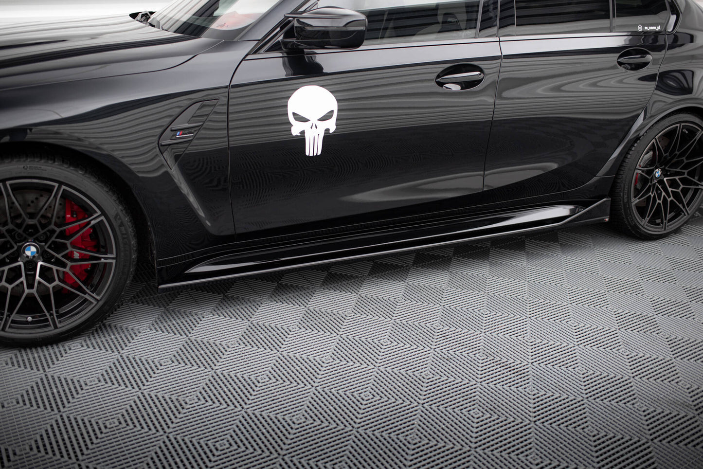 Maxton Seitenschweller Ansatz für V.3 für CSL Look BMW M3 G80 schwarz Hochglanz