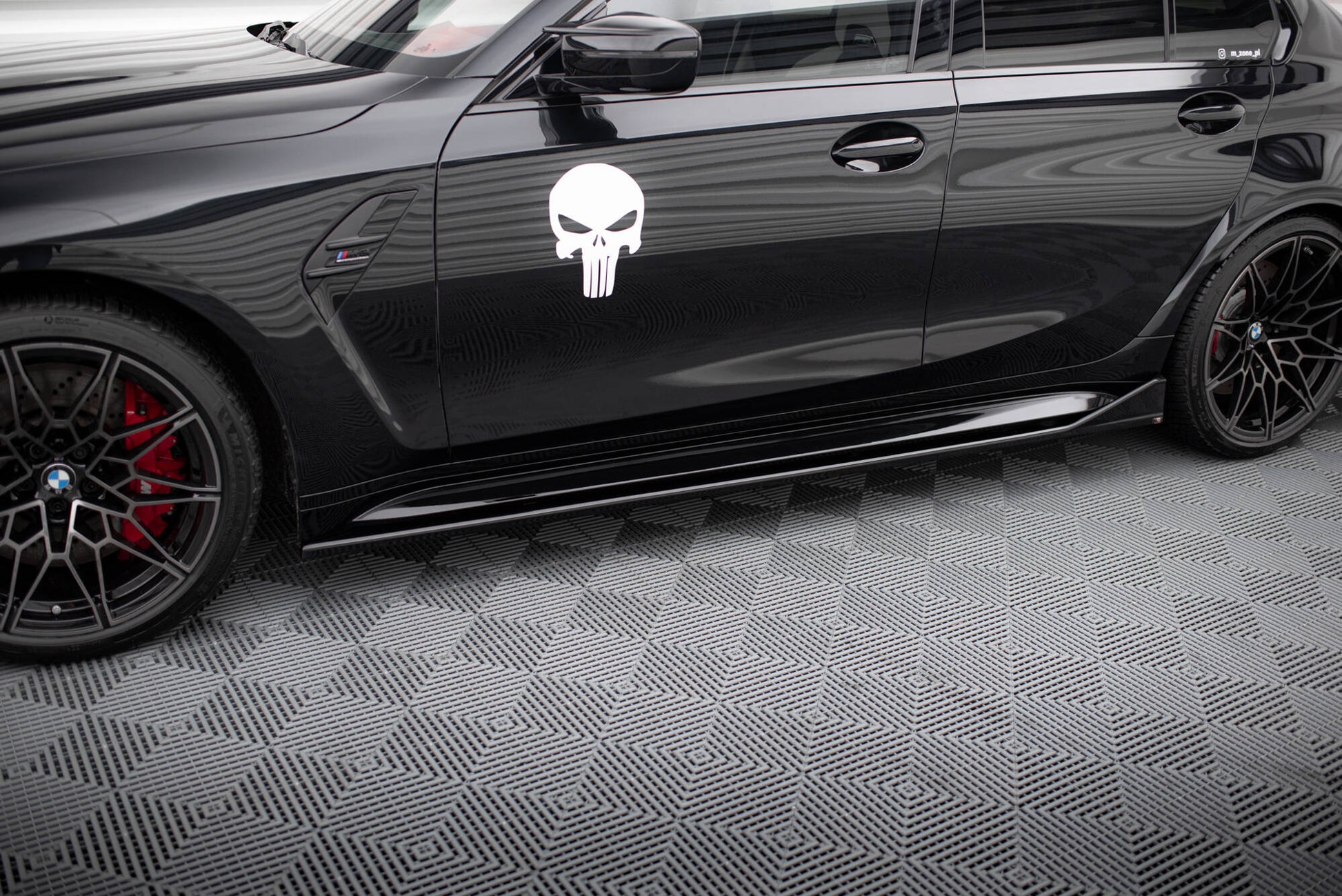 Maxton Seitenschweller Ansatz für V.3 für CSL Look BMW M3 G80 schwarz Hochglanz