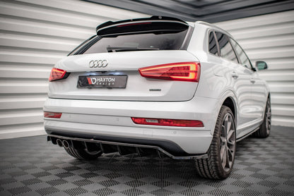 Maxton Mittlerer Diffusor Heck Ansatz DTM Look für Audi Q3 Sport 8U Facelift schwarz Hochglanz