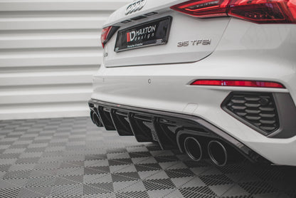 Maxton Diffusor Heck Ansatz für + Endschalldampfer Sportauspuff Attrappe Audi A3 S-Line Sportback 8Y