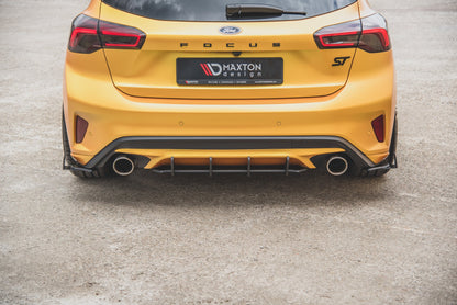 Maxton Robuste Racing Heck Ansatz Flaps Diffusor +Flaps für Ford Focus ST Mk4 schwarz Hochglanz