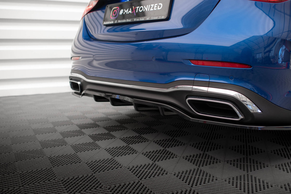 Maxton Mittlerer Diffusor Heck Ansatz DTM Look für Mercedes-Benz C AMG-Line W206 schwarz Hochglanz