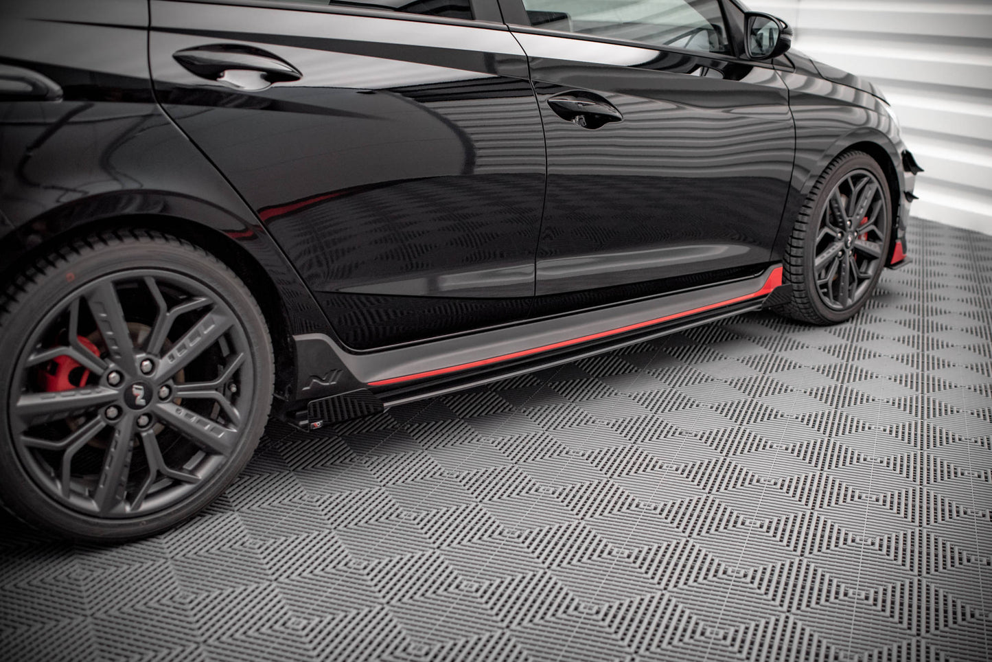Maxton Street Pro Seitenschweller Ansatz für + Flaps Hyundai I20 N Mk3 schwarz Hochglanz
