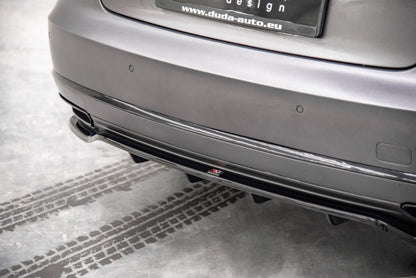 Maxton Mittlerer Diffusor Heck Ansatz DTM Look für Audi A8 D4 Facelift schwarz Hochglanz