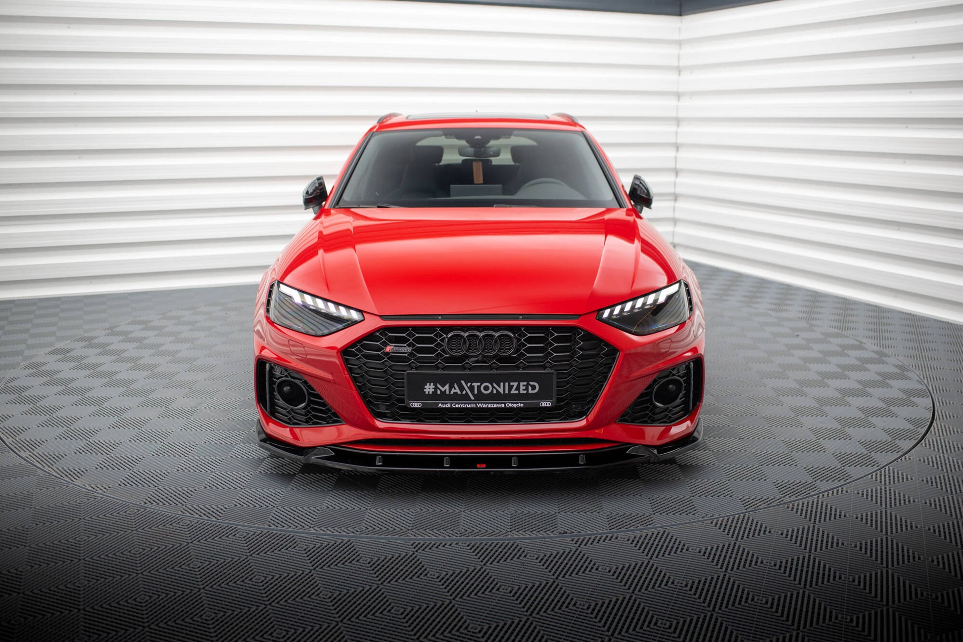 Maxton Front Ansatz V.2 für Audi RS4 B9 Facelift schwarz Hochglanz
