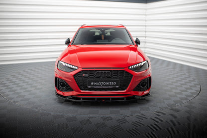 Maxton Front Ansatz V.2 für Audi RS4 B9 Facelift schwarz Hochglanz
