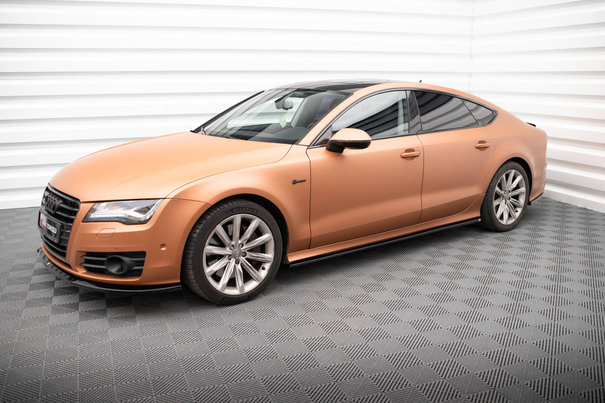 Maxton Seitenschweller Ansatz für V.2 für Audi A7 S-Line C7 schwarz Hochglanz
