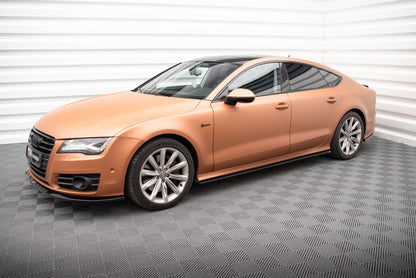 Maxton Seitenschweller Ansatz für V.2 für Audi A7 S-Line C7 schwarz Hochglanz