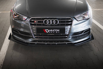 Maxton Street Pro Front Ansatz für +Flaps für + Flaps Audi S3 / A3 S-Line Limousine 8V schwarz Hochglanz