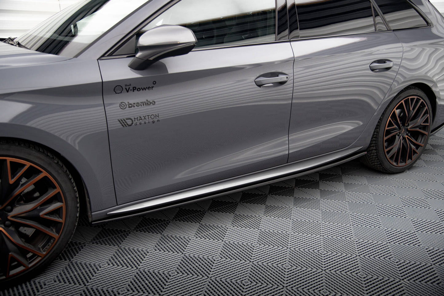 Maxton Seitenschweller Ansatz für Cupra Leon Aero Mk1 schwarz Hochglanz