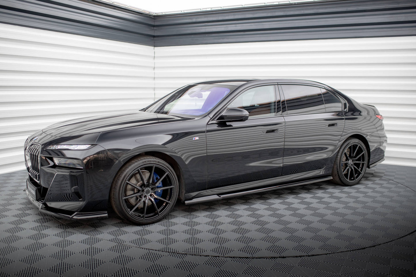 Maxton Seitenschweller Ansatz für BMW 740d xDrive M Paket G70 schwarz Hochglanz