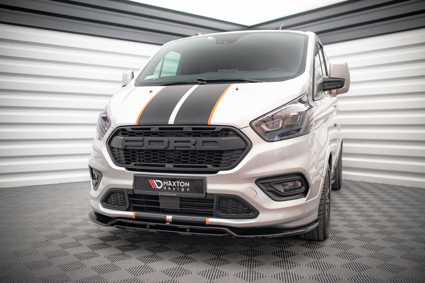 Maxton Front Ansatz für Ford Transit Custom ST-Line Mk1 Facelift schwarz Hochglanz