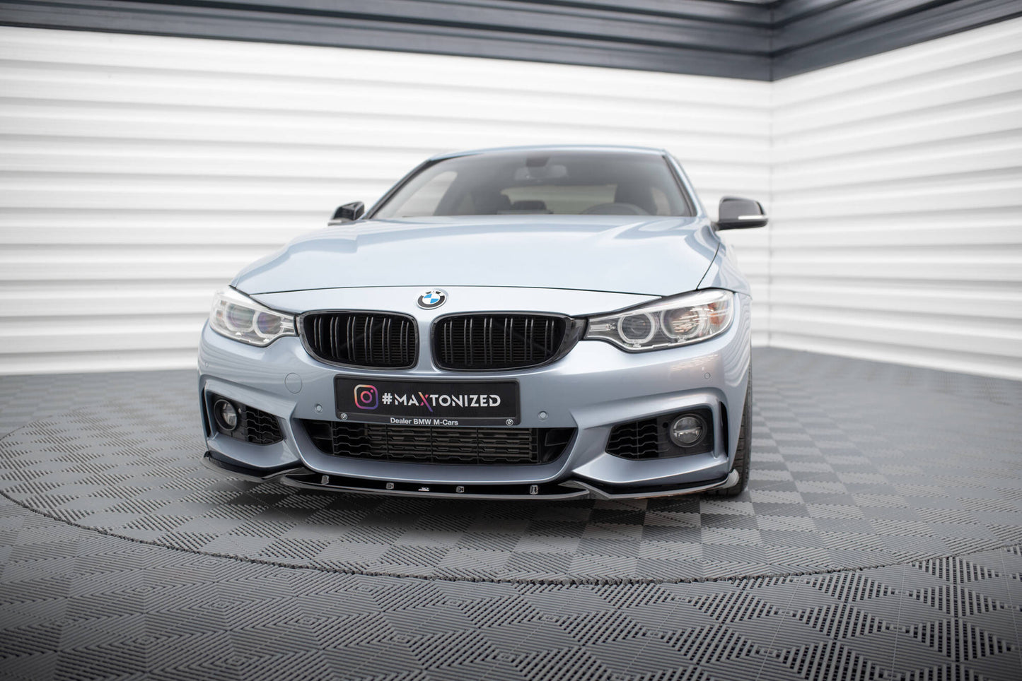 Maxton Front Ansatz V.3 für BMW 4er Coupe / Gran Coupe / Cabrio M-Paket F32 / F36 / F33 schwarz Hochglanz