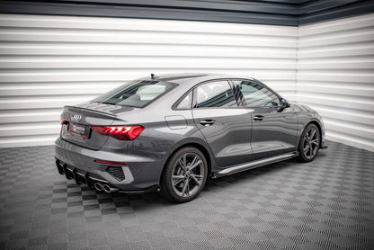 Maxton Street Pro Heck Ansatz Flaps Diffusor +Flaps für Audi S3 Limousine 8Y schwarz Hochglanz