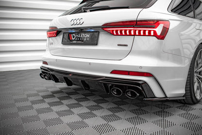 Maxton Diffusor Heck Ansatz für + Endschalldampfer Sportauspuff Attrappe Audi S6 / A6 S-Line C8