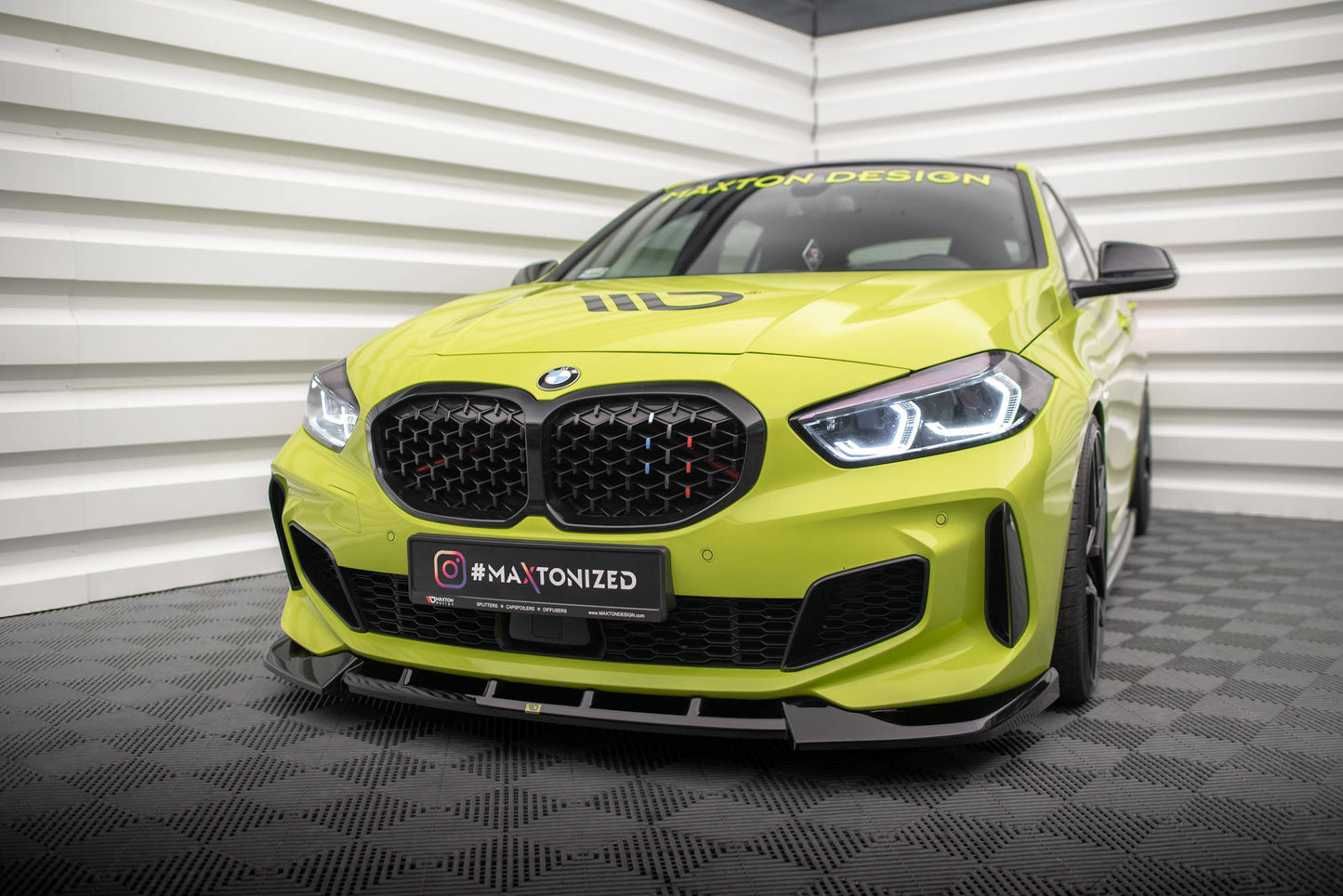 Maxton Front Ansatz V.6 für BMW 1er F40 M-Paket / M135i  schwarz Hochglanz