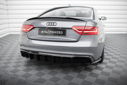 Maxton Diffusor Heck Ansatz für Audi A5 S-Line Coupe / Sportback 8T Facelift (Einseitige Doppelauspuffversion)