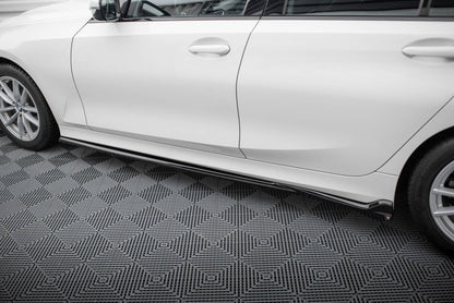 Maxton Seitenschweller Ansatz für BMW 3er Limousine / Touring G20 / G21 Facelift schwarz Hochglanz