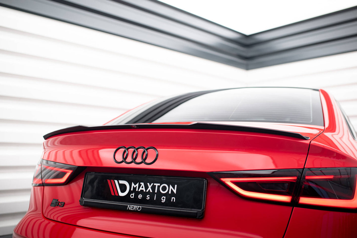 Maxton Spoiler CAP für Audi A3 / A3 S-Line / S3 / RS3 Limousine 8V schwarz Hochglanz