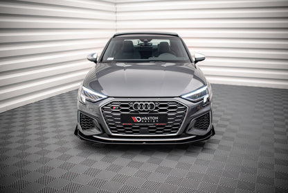 Maxton Street Pro Front Ansatz für +Flaps für V.1 + Flaps Audi S3 / A3 S-Line 8Y schwarz Hochglanz