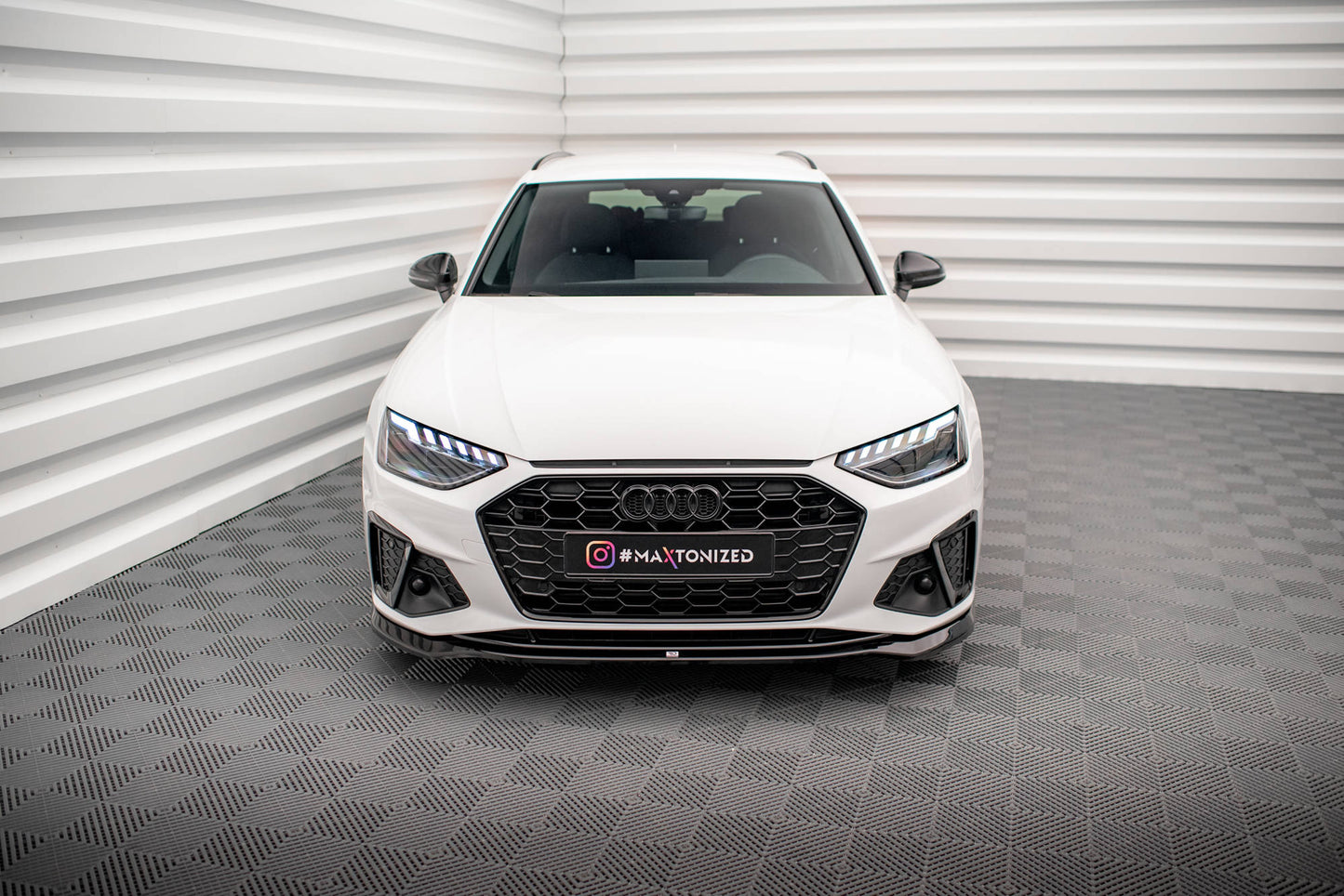 Maxton Front Ansatz V.2 für Audi A4 S-Line / S4 B9 Facelift schwarz Hochglanz