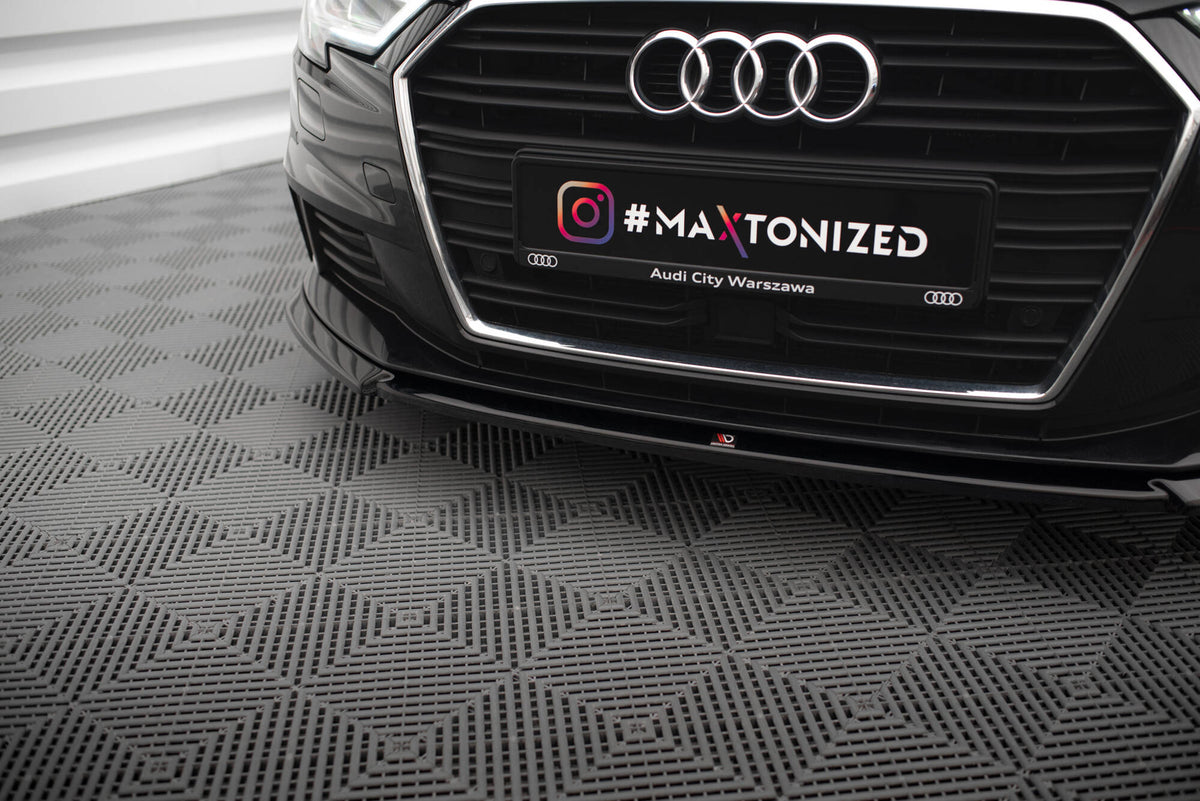 Maxton Front Ansatz V.2 für Audi A3 Sportback 8V Facelift schwarz Hochglanz