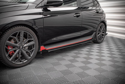 Maxton Street Pro Seitenschweller Ansatz für + Flaps Hyundai I20 N Mk3 schwarz Hochglanz