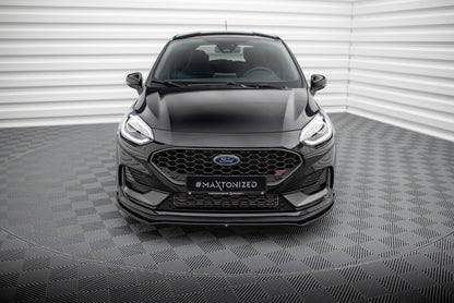 Maxton Front Ansatz V.1 für Ford Fiesta ST Mk8 Facelift schwarz Hochglanz