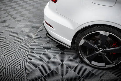 Maxton Heck Ansatz Flaps Diffusor V.2 für Audi RS3 Limousine 8V Facelift schwarz Hochglanz
