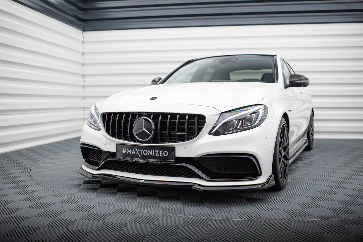 Maxton Front Ansatz V.3 für Mercedes-AMG C63 Limousine / Kombi W205 / S205 schwarz Hochglanz
