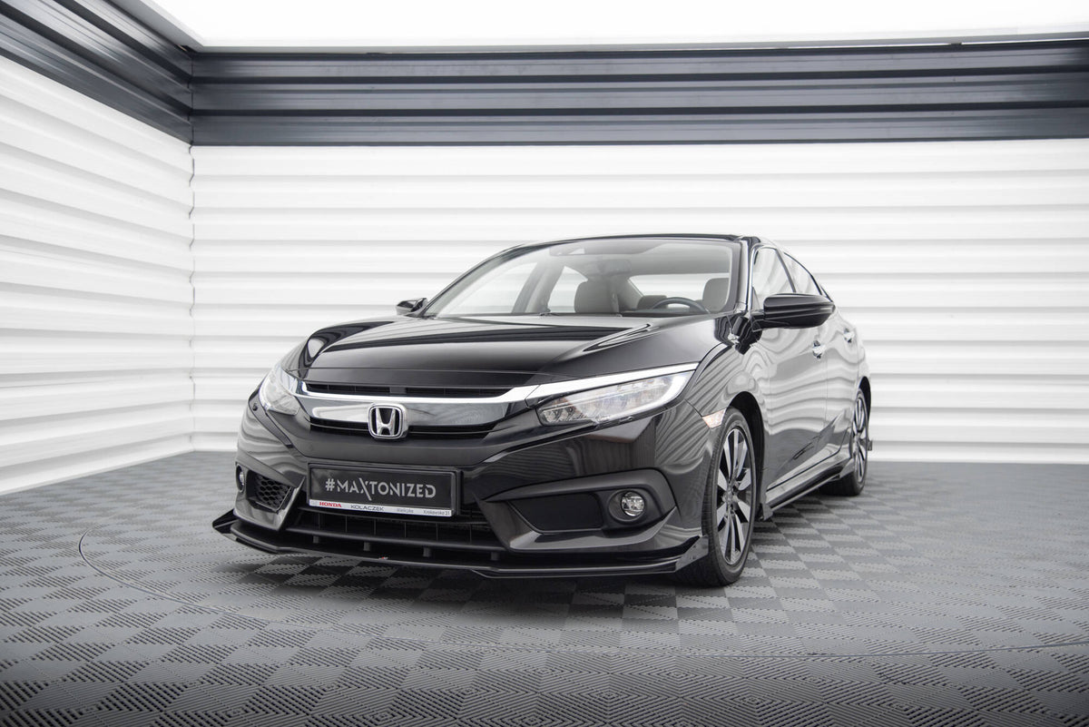 Maxton Street Pro Front Ansatz für +Flaps für + Flaps Honda Civic Mk10 schwarz Hochglanz